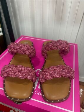 Brand new, never worn Corkys Pink Braided Beaded Slide Sandals size 9